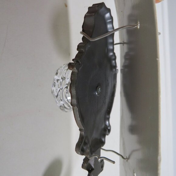 Victorian style Metal Wall Hook with glass & enamel knob - Picture 9 of 13